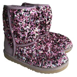 Ugg Girls Classic II Stellar Sequin Boots Lilac Purple Size 3